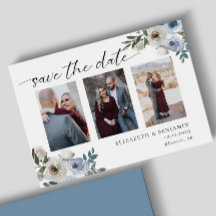 Dusty Blue Foto Wedding Save the Date Elegant