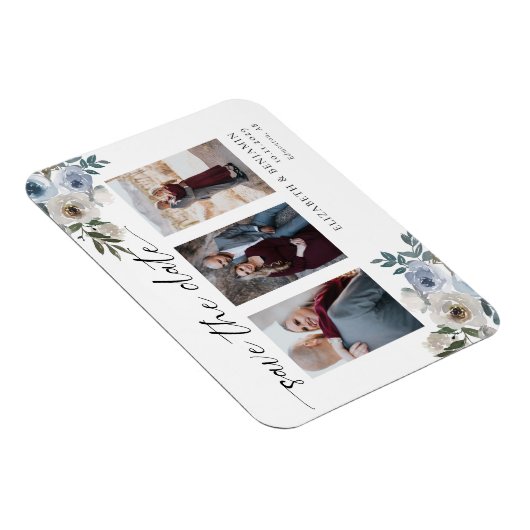 Dusty Blue Foto Wedding Save the Date Elegant Magnet (Rechte Seite)