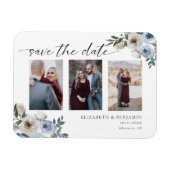 Dusty Blue Foto Wedding Save the Date Elegant Magnet (Horizontal)
