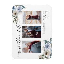 Dusty Blue Foto Wedding Save the Date Elegant Magnet