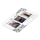 Dusty Blue Foto Wedding Save the Date Elegant Magnet (Linke Seite)