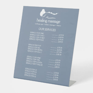 DUSTY BLUE FRAU STONE MASSAGE Wellness Day Wellnes Sockelschild