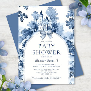 Dusty Blue French Baby Dusche Einladung