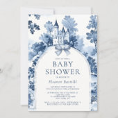 Dusty Blue French Baby Dusche Einladung (Vorderseite)