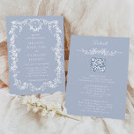 Dusty Blue French Floral Wedding All in One Einladung<br><div class="desc">Elegante blaue Blumen Hochzeit mit Details auf der Rückseite. Für eine weiter gehende Anpassung dieses Designs klicken Sie bitte auf die Schaltfläche "DESIGN TOOL" oben!</div>
