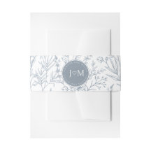 Dusty Blue French Hochzeit Einladung Bauchband