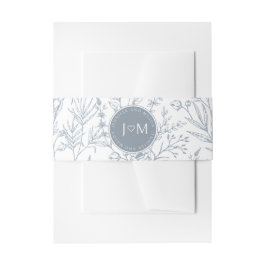 Dusty Blue French Hochzeit Einladung Bauchband Einladungsbanderole