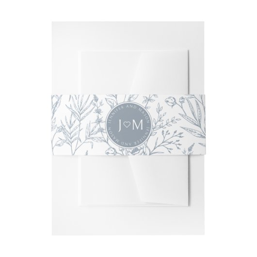 Dusty Blue French Hochzeit Einladung Bauchband Einladungsbanderole (Vorderseite Beispiel)