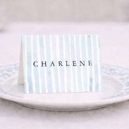Dusty Blue French Stripe Place Card Tischnummer