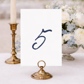Dusty Blue French Stripe Wedding Table Number 5 Einladung
