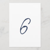 Dusty Blue French Stripe Wedding Table Number 6 Einladung (Vorderseite)