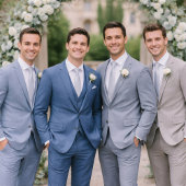 Dusty Blue French Wedding Attire Card  Einladung