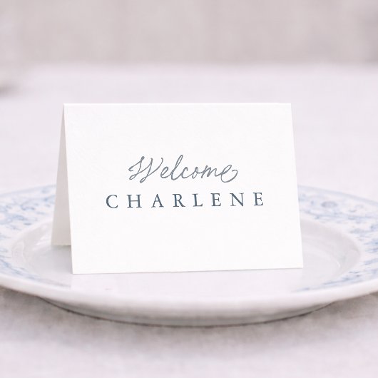 Dusty Blue French Wedding Place Card Tischnummer