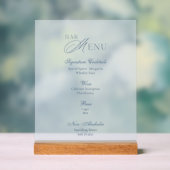 Dusty Blue Frosted Acrylic Wedding Bar Menu Sign Acrylschild (Neutral)