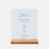 Dusty Blue Frosted Acrylic Wedding Bar Menu Sign Acrylschild (Vorderseite)
