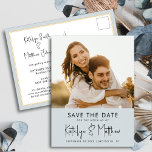 Dusty Blue Fun Script Moderne Foto Wedding Rettete Ankündigungspostkarte<br><div class="desc">Dusty Blue Fun Script Modernes Foto Minimalistisch Hochzeit Speichern Sie das Datum Ankündigung Postcard. Lass Familie, Freunde und Kollegen wissen, dass Sie Set ein Datum für Ihre Hochzeitsfeier mit dieser eleganten, stilvollen und modernen Hochzeit speichern Sie das Datum Einladungskarte. Alle Texte sind so vorbereitet, dass Sie sie einfach und schnell...</div>