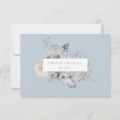 Dusty Blue Garden Blumenküche Hochzeit RSVP Karte (Rückseite)