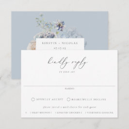 Dusty Blue Garden Blumenküche Hochzeit RSVP Karte