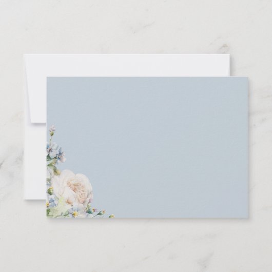 Dusty Blue Garden Blumenzwiebeldetails Einladung (Rückseite)