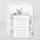 Dusty Blue Garden Floral Bachelorette Einladung (Vorderseite)