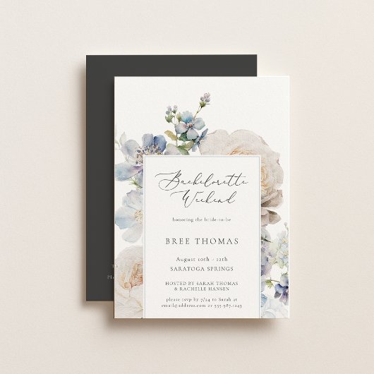 Dusty Blue Garden Floral Bachelorette Einladung