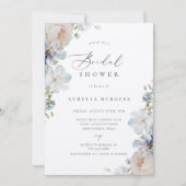 Dusty Blue Garden Floral Brautparty Einladung (Vorderseite)