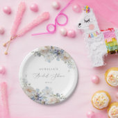 Dusty Blue Garden Floral Brautparty Pappteller (Party)