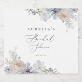 Dusty Blue Garden Floral Brautparty Schaumweinetikett (Einzelnes Label)