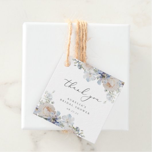 Dusty Blue Garden Floral Vielen Dank Geschenkanhänger (Beispiel)