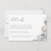 Dusty Blue Garden Floral Wedding Details Card Einladung (Vorderseite)