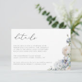 Dusty Blue Garden Floral Wedding Details Card Einladung (Stehend Vorderseite)