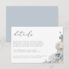 Dusty Blue Garden Floral Wedding Details Card Einladung