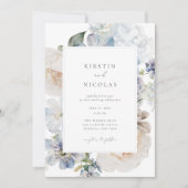 Dusty Blue Garden Floral Wedding Einladung (Vorderseite)