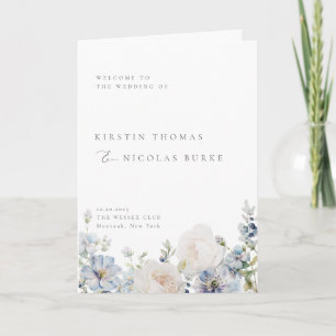 Dusty Blue Garden Floral Wedding Programm