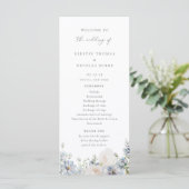 Dusty Blue Garden Floral Wedding Programm (Stehend Vorderseite)