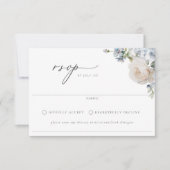 Dusty Blue Garden Floral Wedding RSVP Karte (Vorderseite)