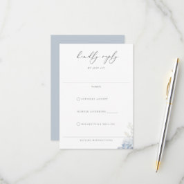 Dusty Blue Garden Floral Wedding RSVP Karte