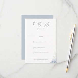 Dusty Blue Garden Floral Wedding RSVP Karte