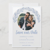 Dusty Blue Garland Foto Save the Date (Vorderseite)