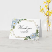 Dusty Blue Geometric Brautparty Danke Karte (Gelbe Blume)