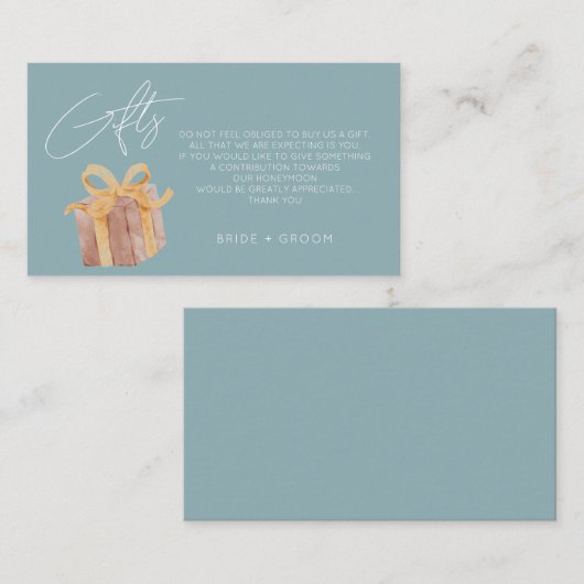 Dusty Blue Geschenk Registrierung Honeymoon Fond H Begleitkarte (Vorne/Hinten)