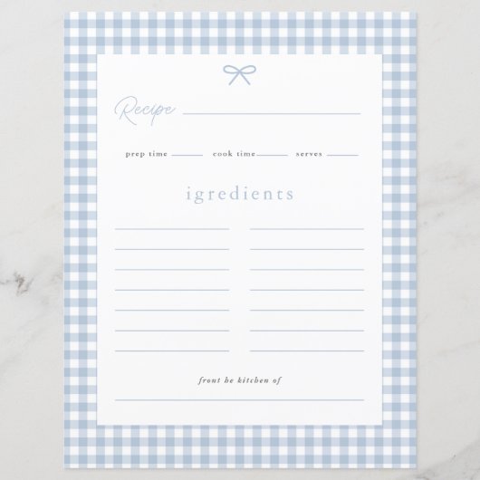 Dusty Blue Gingham Baby Shower Recicard (Vorderseite)