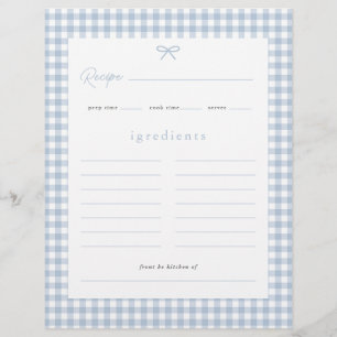 Dusty Blue Gingham Baby Shower Recicard Flyer