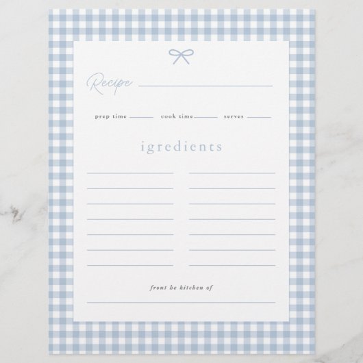 Dusty Blue Gingham Baby Shower Recicard Flyer (Vorne)