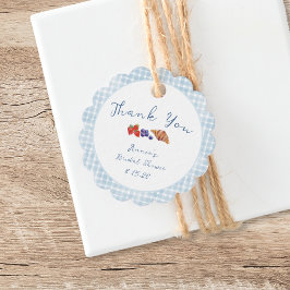 Dusty Blue Gingham Brunch Brautparty Vielen Dank Geschenkanhänger