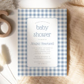 Dusty Blue Gingham Karo Baby Shower Einladung