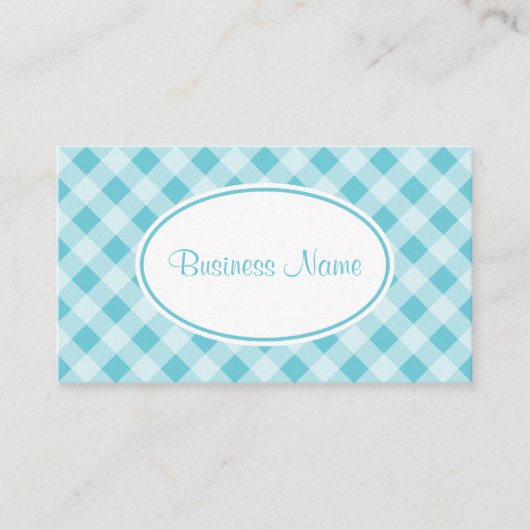 Dusty Blue Gingham Pattern Business Card Visitenkarte (Vorderseite)