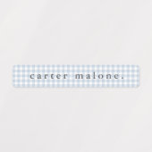 Dusty Blue Gingham Waterproof Name Etiketten (Design 2)