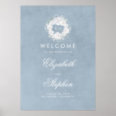 Dusty Blue Gipskraut Wedding Welcome Sign Poster (Vorne)