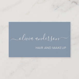Dusty Blue Girly Simple Hair Makeup Salon Visitenkarte
